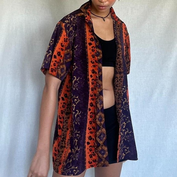 90’s short sleeve button up shirt, Marla Kim, Sz. XL - Picture 8 of 8